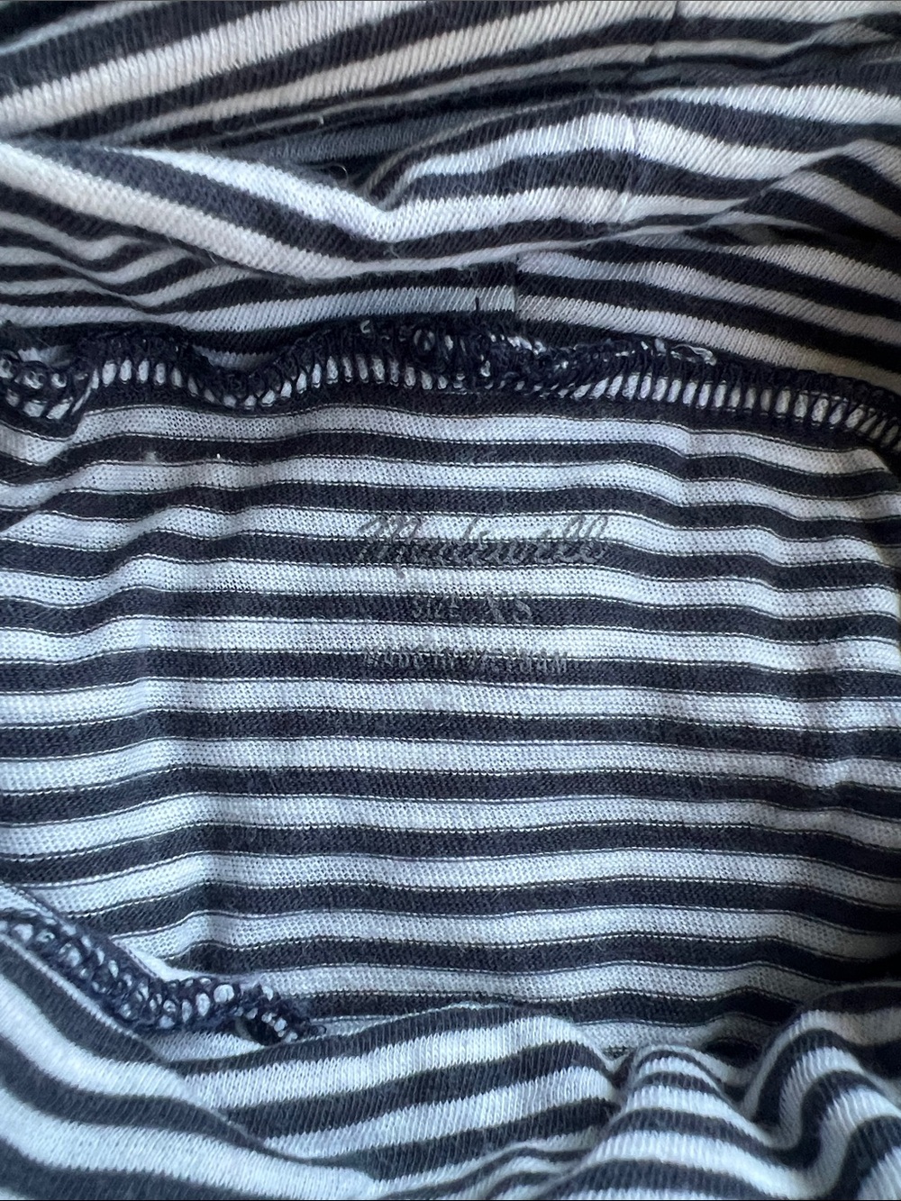 🦓 Madewell Charcoal and White Striped Turtleneck, Size XS, 100% Cotton 🦓
